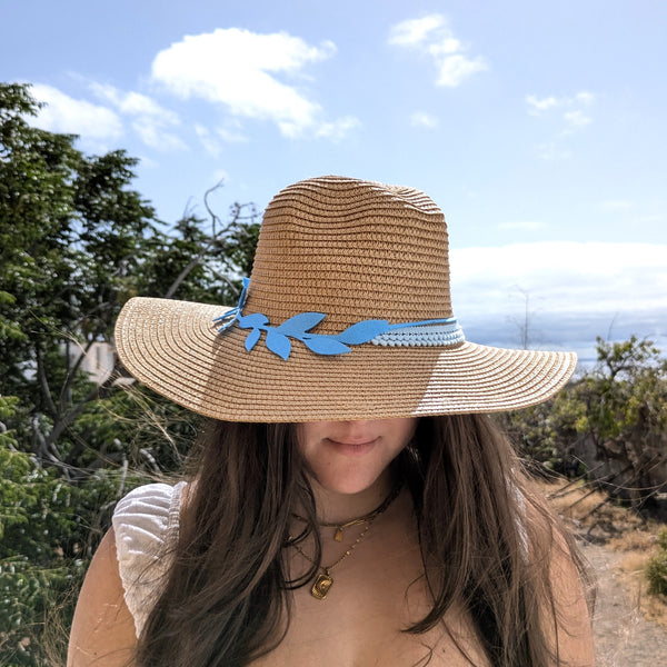 🌿 Sombrero "Brisa Azul" – Elegancia natural con un toque de cielo